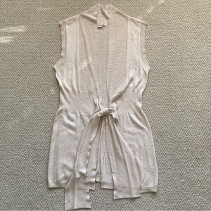 Michael by Michael Kors Sleeveless Long Cardigan Waist Tie Tan Size Small Soft